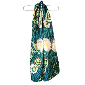 Silk Floral Patterned Scarf Vincent Van Gogh Art MFA Boston New Blue Yellow